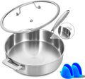 LOLKYITCH 6QT Tri-Ply Stainless Steel Saute Pan with Lid