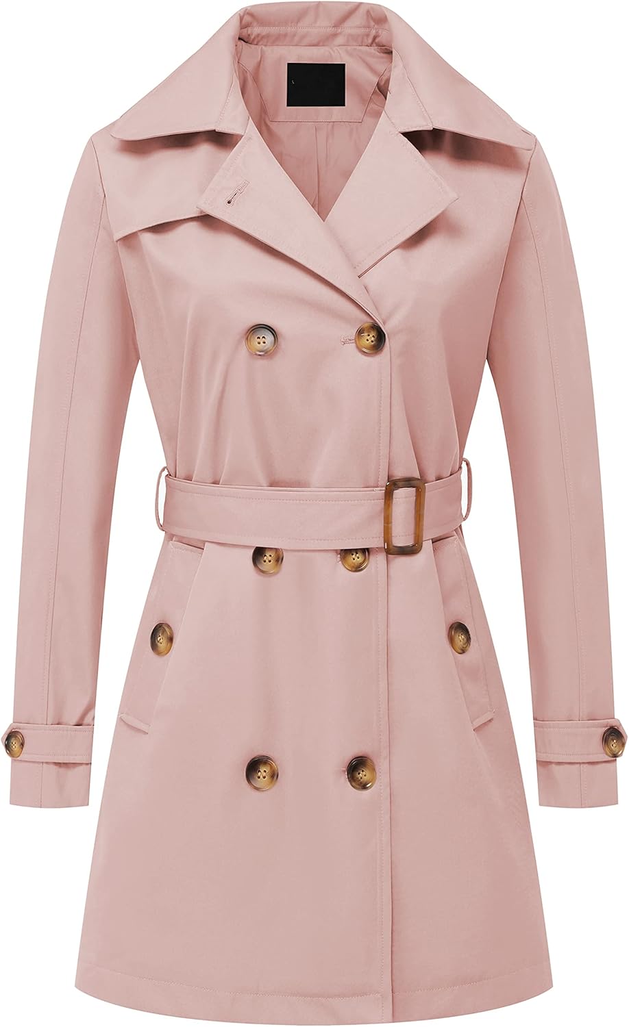 Stylish Women's Double Breasted Trench Coat with Detachable Hood