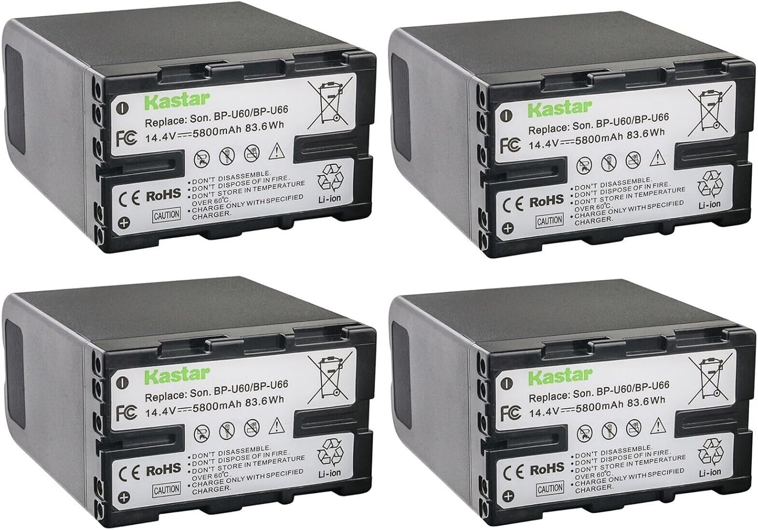 Kastar 4-Pack BP-U60 Battery for Sony PXW-FS7M2K and More