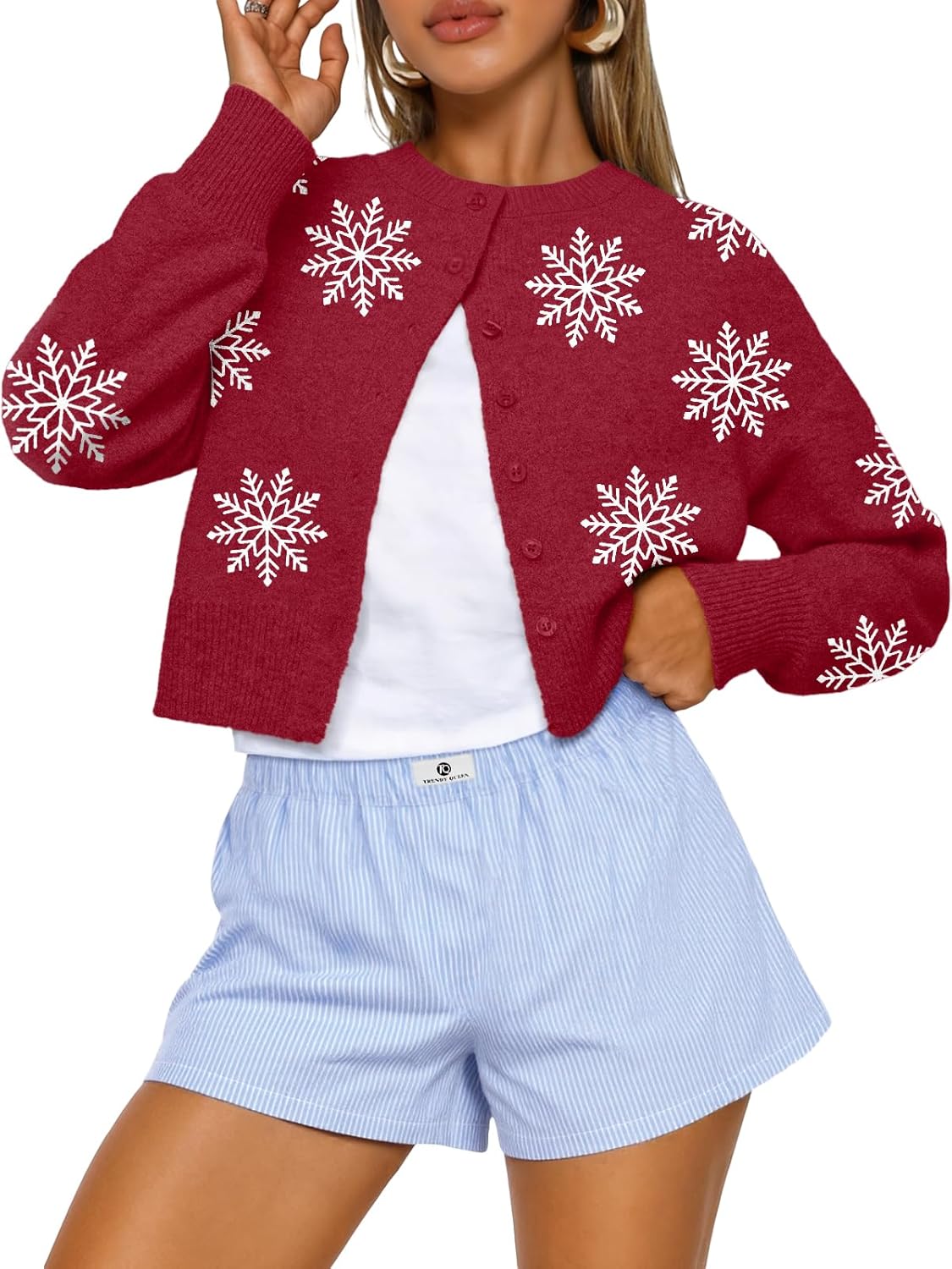 Trendy Queen Cropped Cardigan Sweaters for Women Fashion 2025