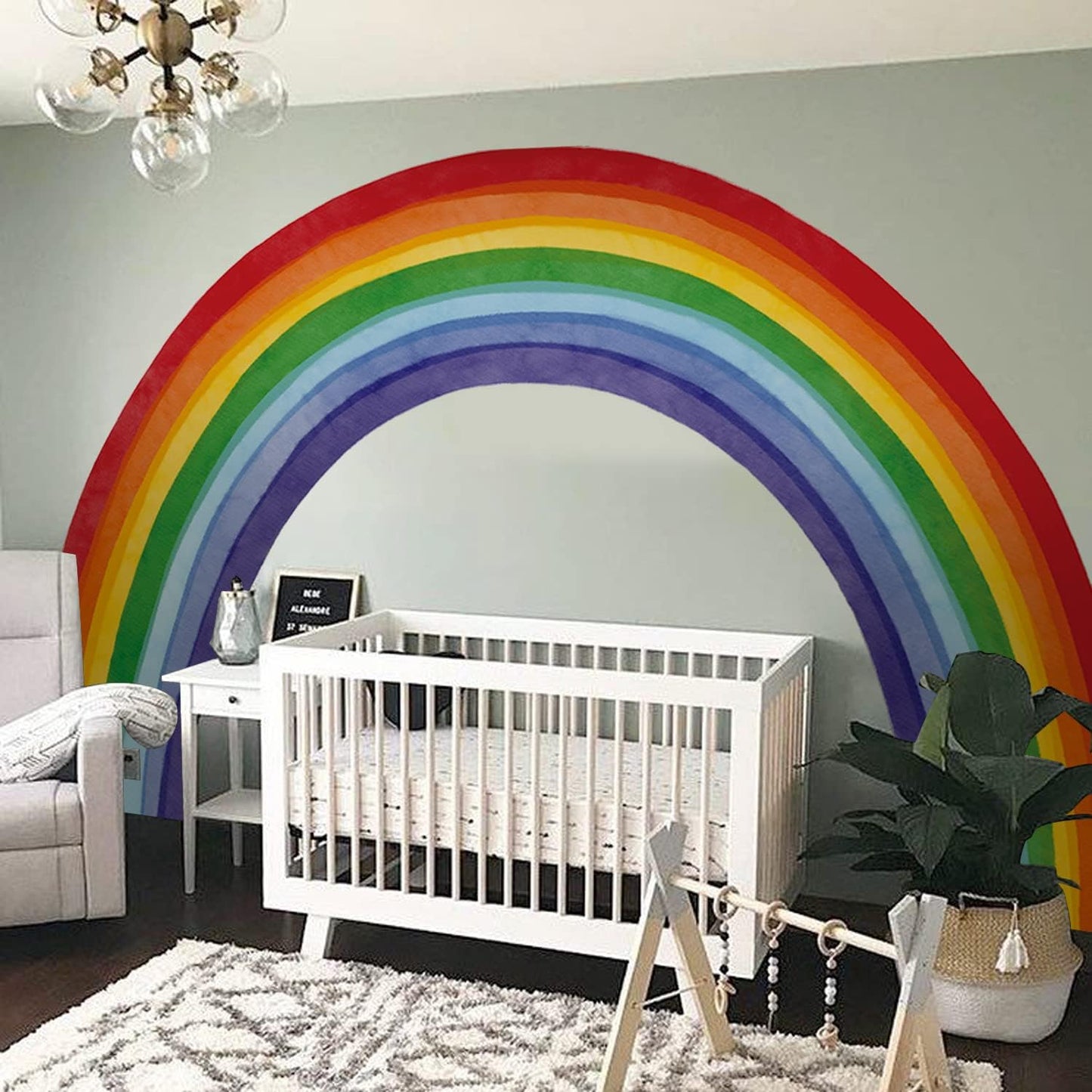 Large Rainbow Wall Decals for Kids Bedroom and Playroom Decor