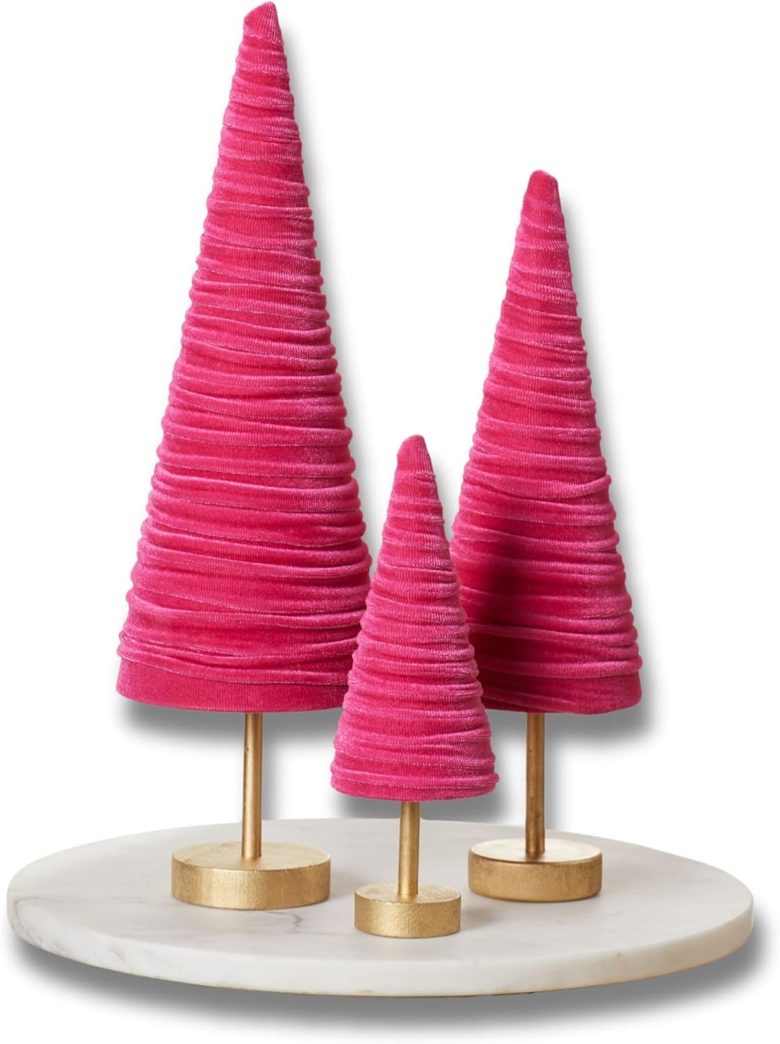 Pedestal Hot Pink Velvet Trees Set of 3 for Elegant Decor