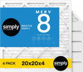 Simply 20x20x4 Air Filter MERV 8 6 Pack - Durable Pleated Filtration