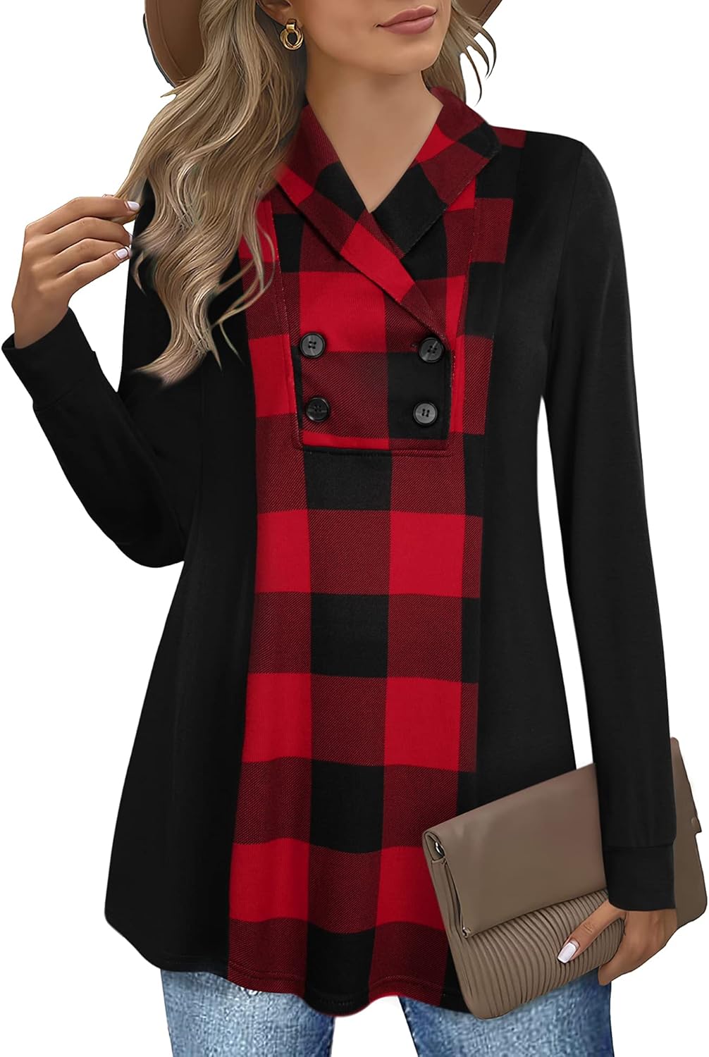 Bebonnie Womens Long Sleeve Casual V Neck Sweatshirts Pullover
