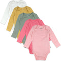 HonestBaby baby-girls 5-pack Long Sleeve Bodysuits - Soft Organic set