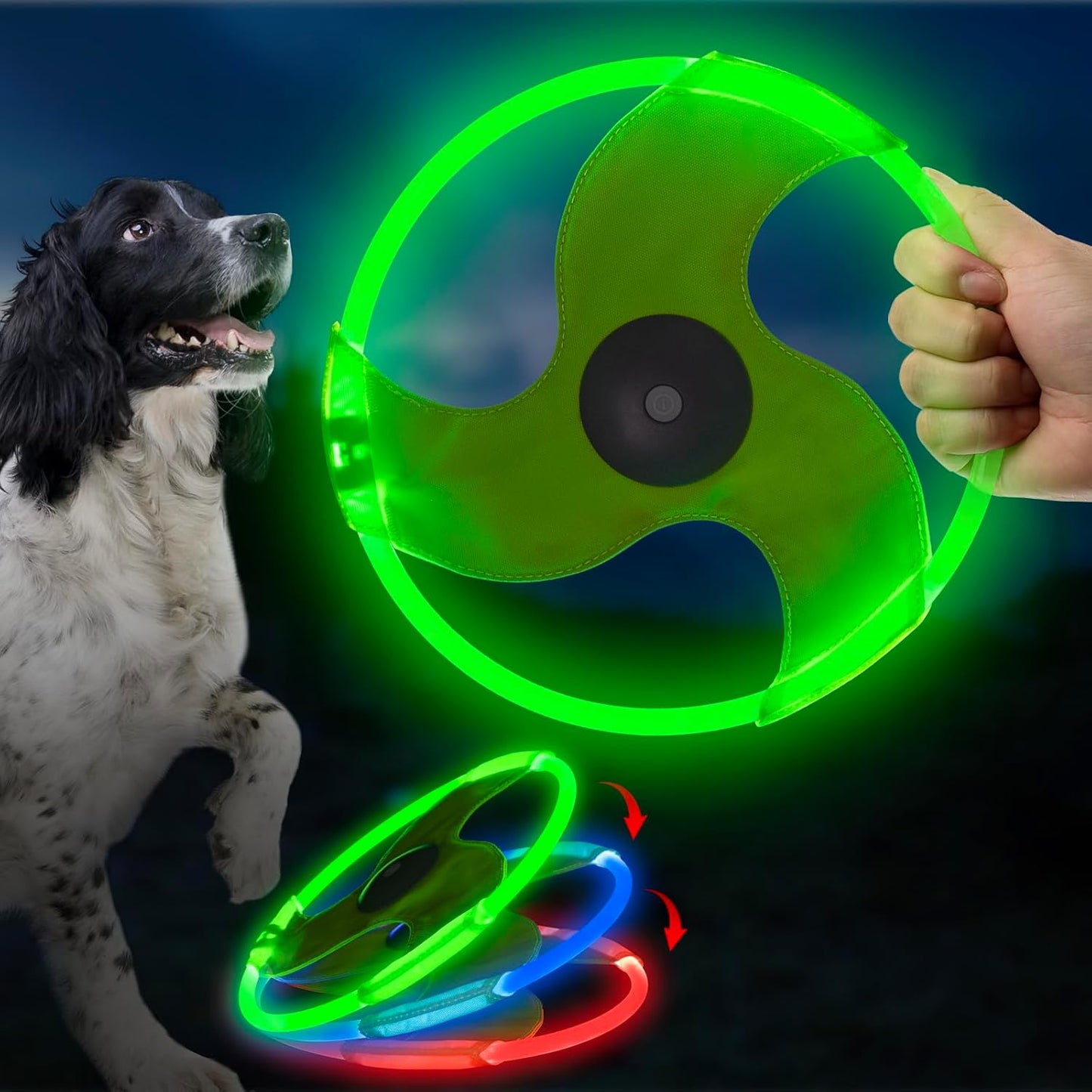 Rechargeable LED Dog Flying Disc - Nighttime Fun!