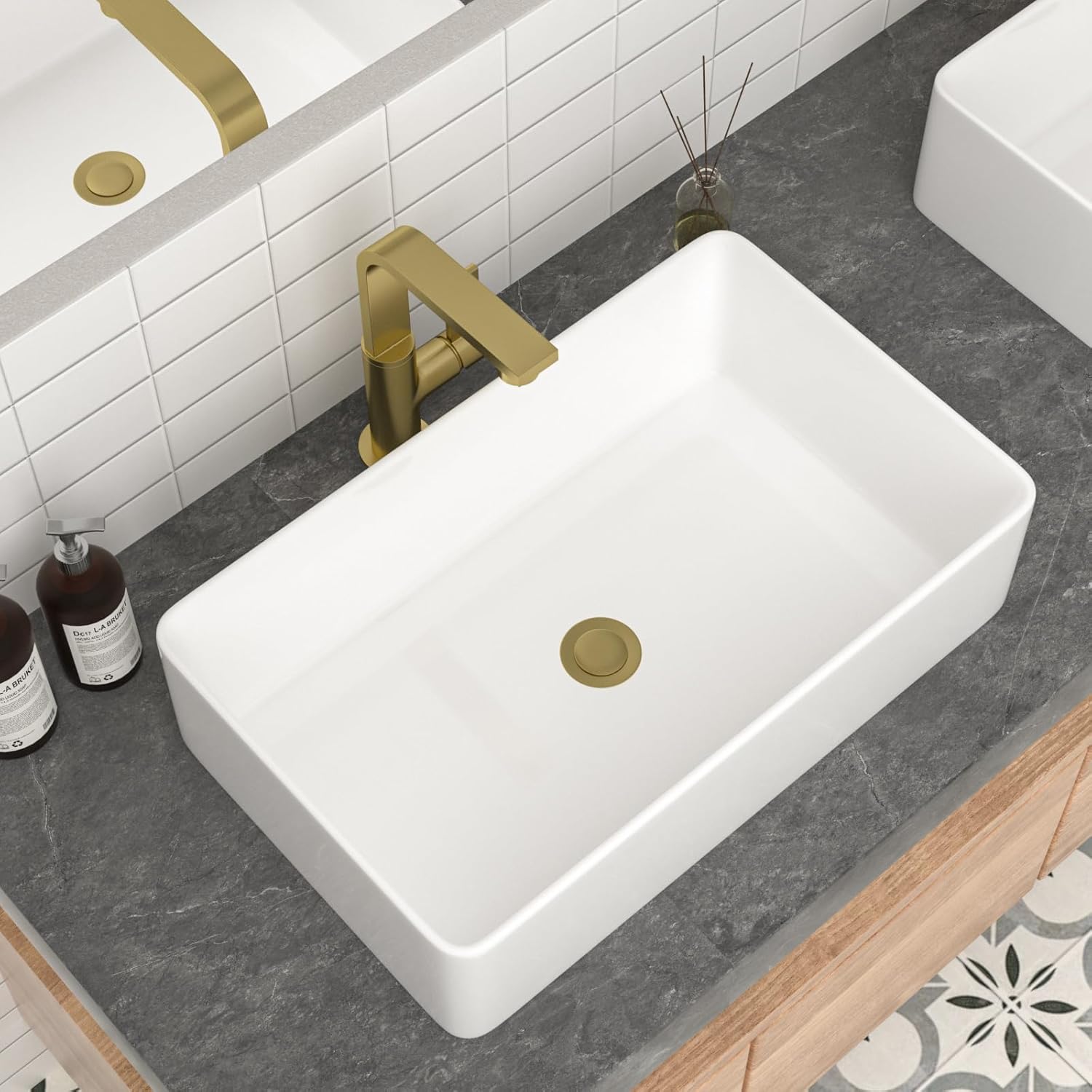 Mocoloo Bathroom Vessel Sink Rectangular 21in Modern Design