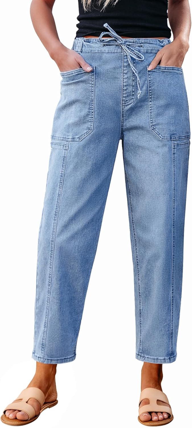 Trendy High Waisted Barrel Jeans for Women by luvamia