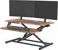 32 in Rustic Vintage Brown Sit to Stand Desk Converter - Dual Monitor