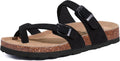 Women's Suede Cork Footbed Sandals - Adjustable Comfort Slides