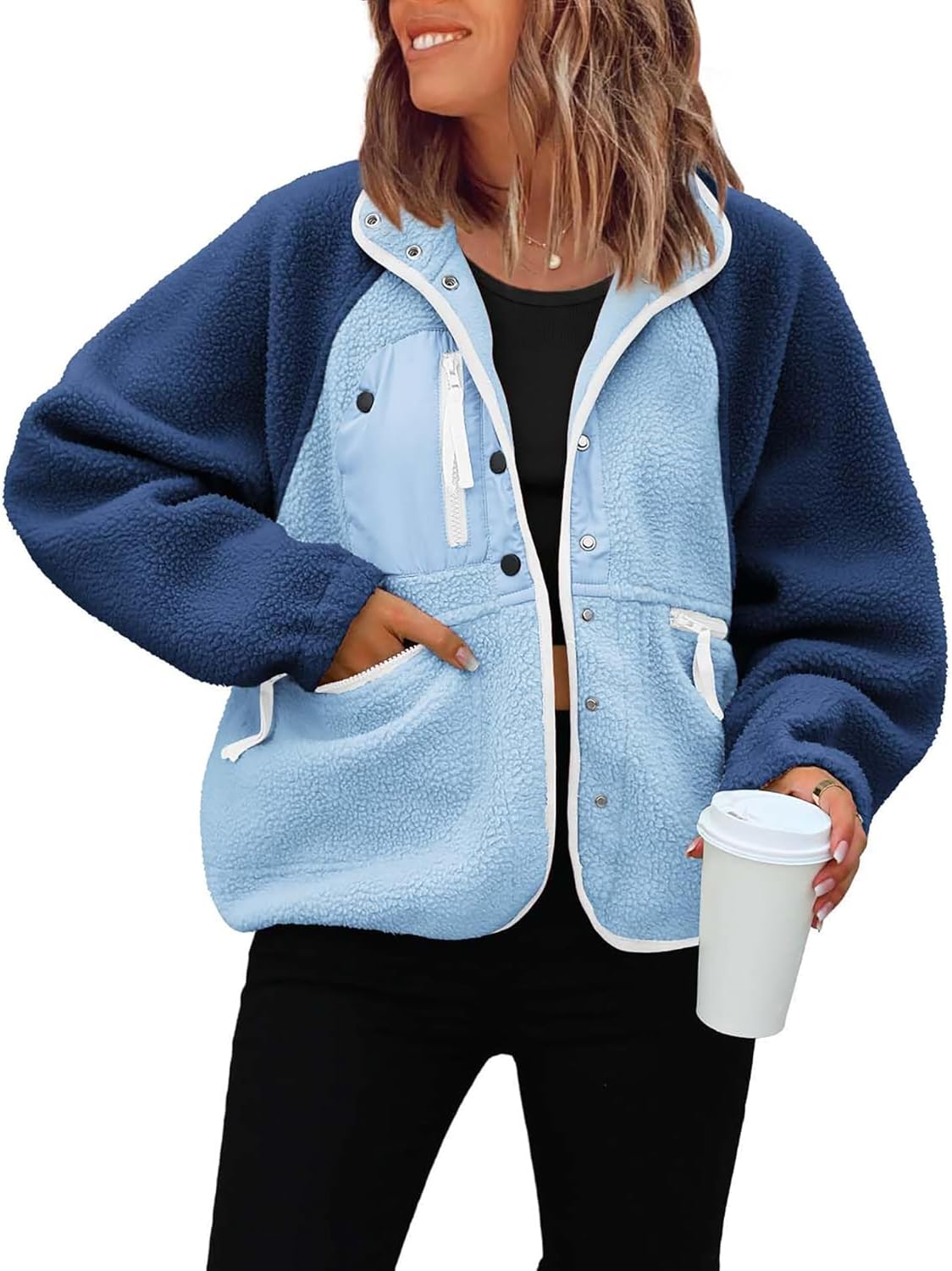 ReachMe Womens Sherpa Jacket for Cozy Winter Style and Comfort