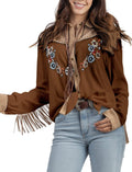 Women's Embroidered Western Long Sleeve Button Down Shirt