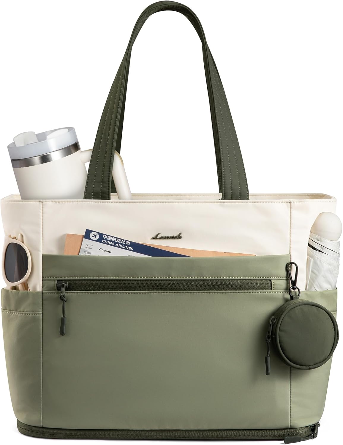 LOVEVOOK Expandable Tote Bag for Women with Cup Holder and Zipper
