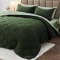 California King Dark & Light Green Comforter Set - 7 Piece Reversible