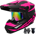 Motocross Helmet Youth & Adult DOT Certified - 4-Piece Set (01 Pink S)