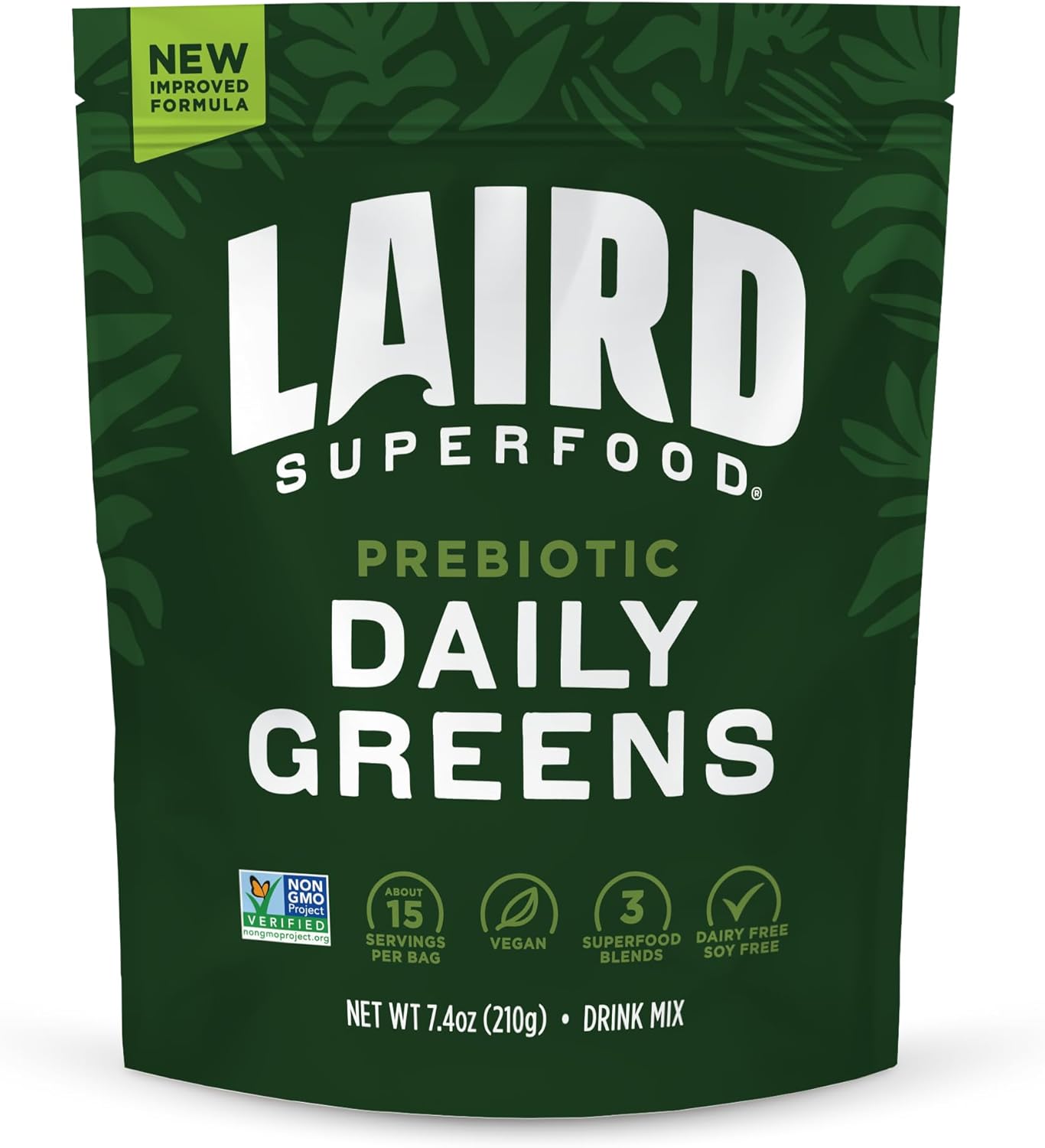 Laird Superfood Prebiotic Daily Greens Powder for Gut Health