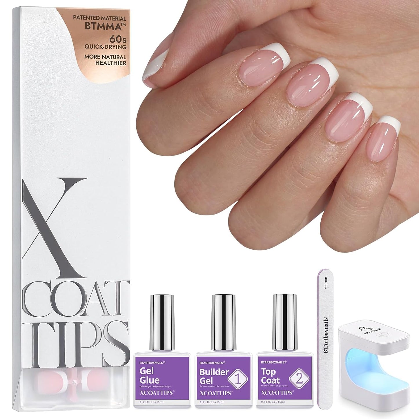BTArtboxnails XCOATTIPS French Nails - Extra Short Square Tips