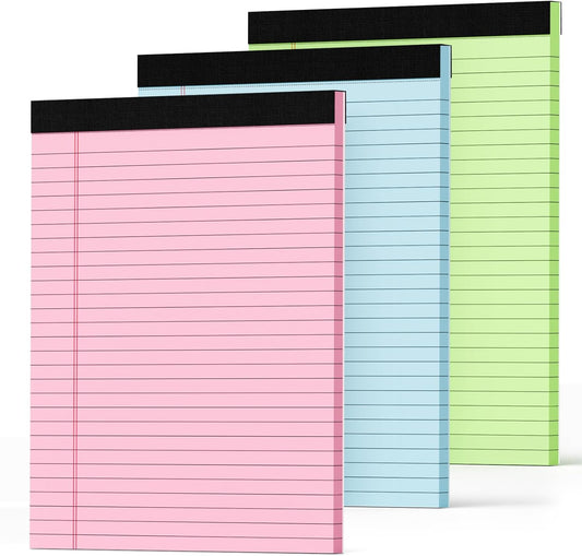 Zaviko Pink Legal Pads 8.5 x 11, Lined Note Paper, 3-Pack