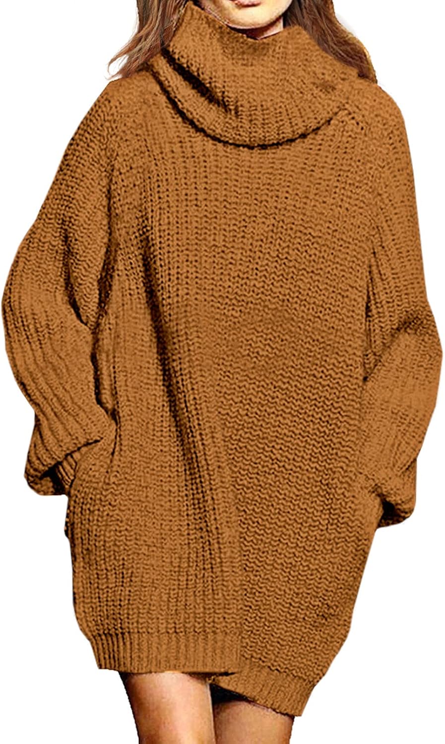 Pink Queen Women's Oversize Turtleneck Sweater Dress for All