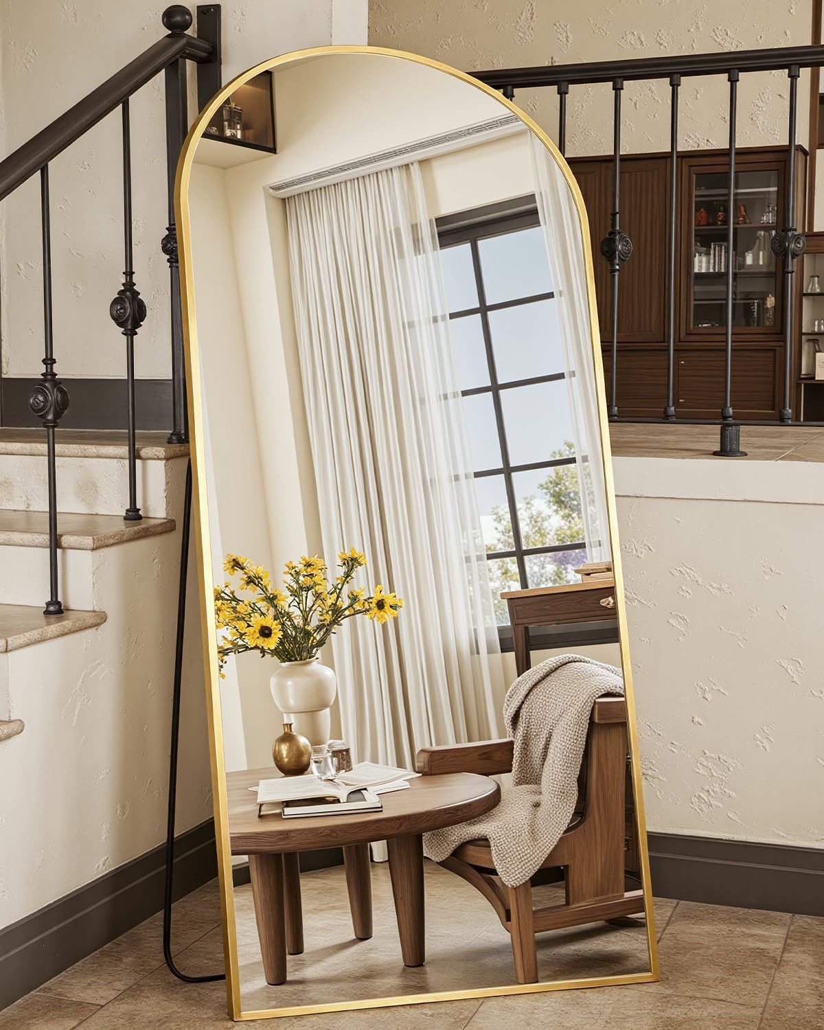 Suidia Full Length Mirror 58x19 Freestanding Arched Style