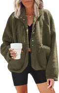 Nirovien Womens Fuzzy Fleece Jacket Button Down Sherpa (Style 7W3W)