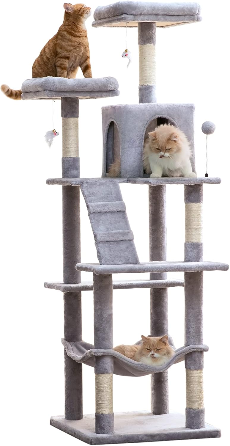 MWPO 70.1-Inch Large Cat Tree for Indoor Cats with Hammock