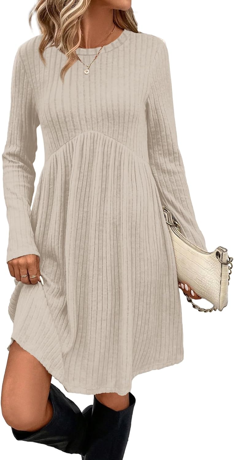 OFEEFAN Long Sleeve Dress for Women with Pockets and Style