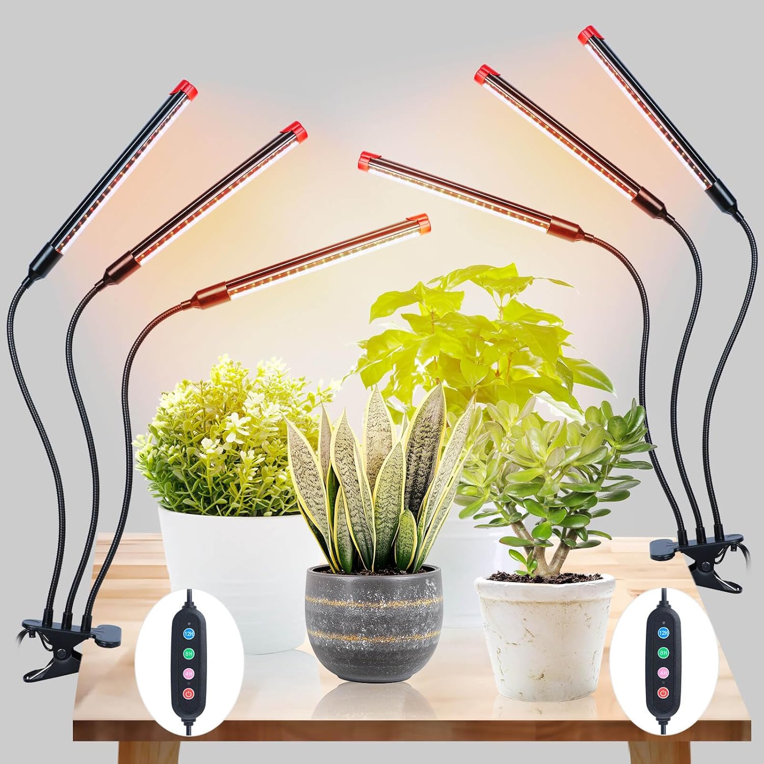 2Pack Clip Grow Lights for Seed Starting with Timer Function