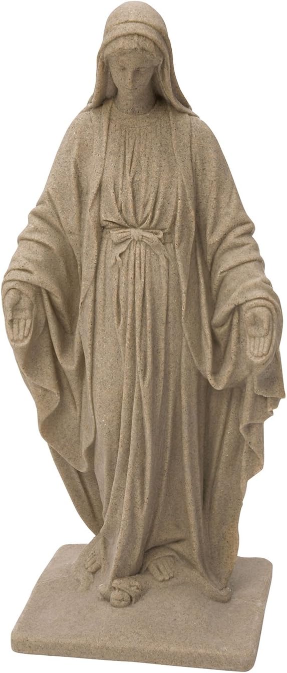 Natural Sandstone Virgin Mary Statue - Lightweight 34 in Design