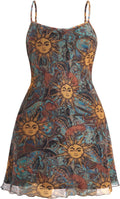 Milumia Women's Boho Mesh Mini Dress with Spaghetti Straps