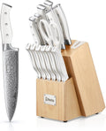 Knife Set with Block 15-Piece Kitchen Knife Set - Built-In Sharpener