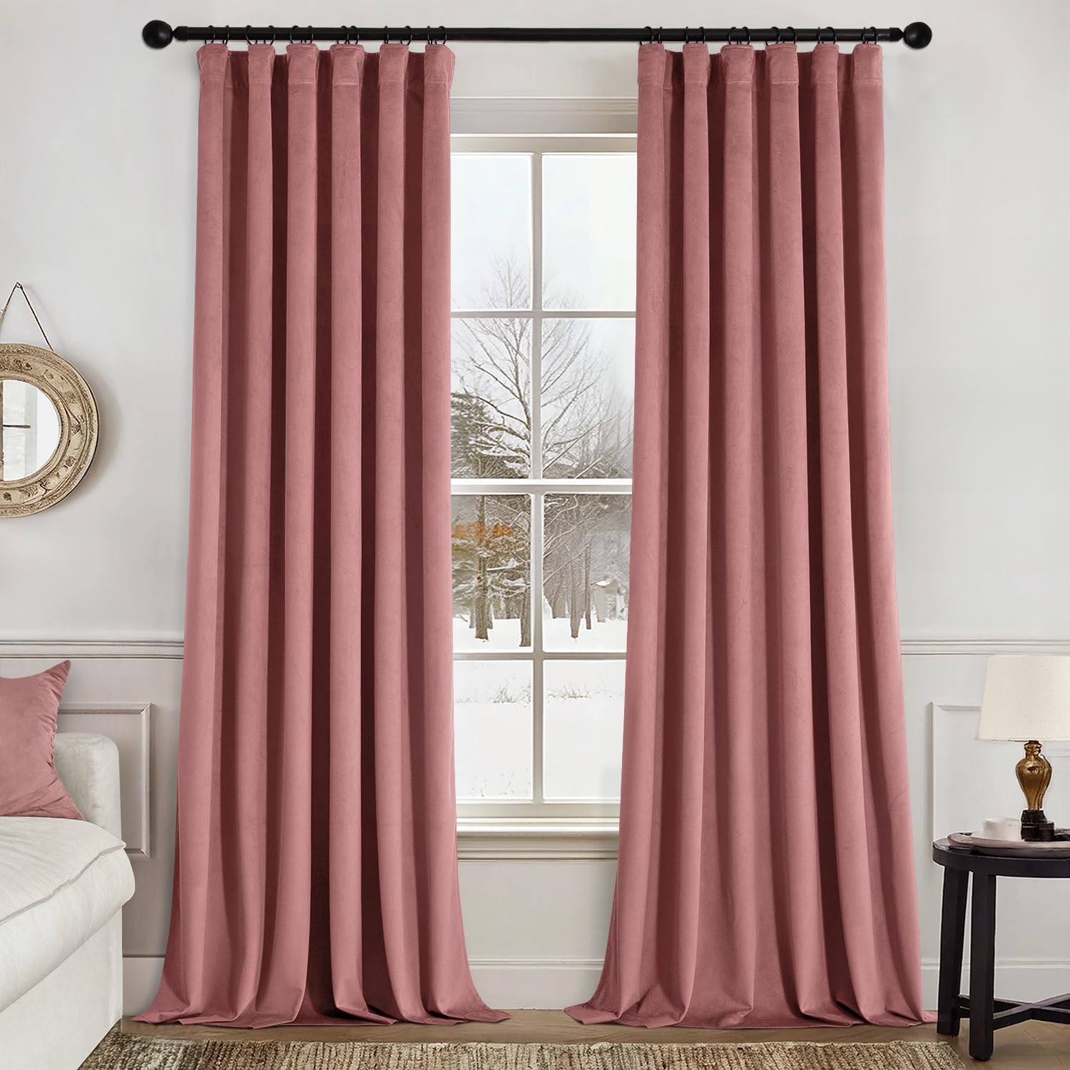 MIULEE Velvet Curtains 108 Inches Length for Elegant Living Room