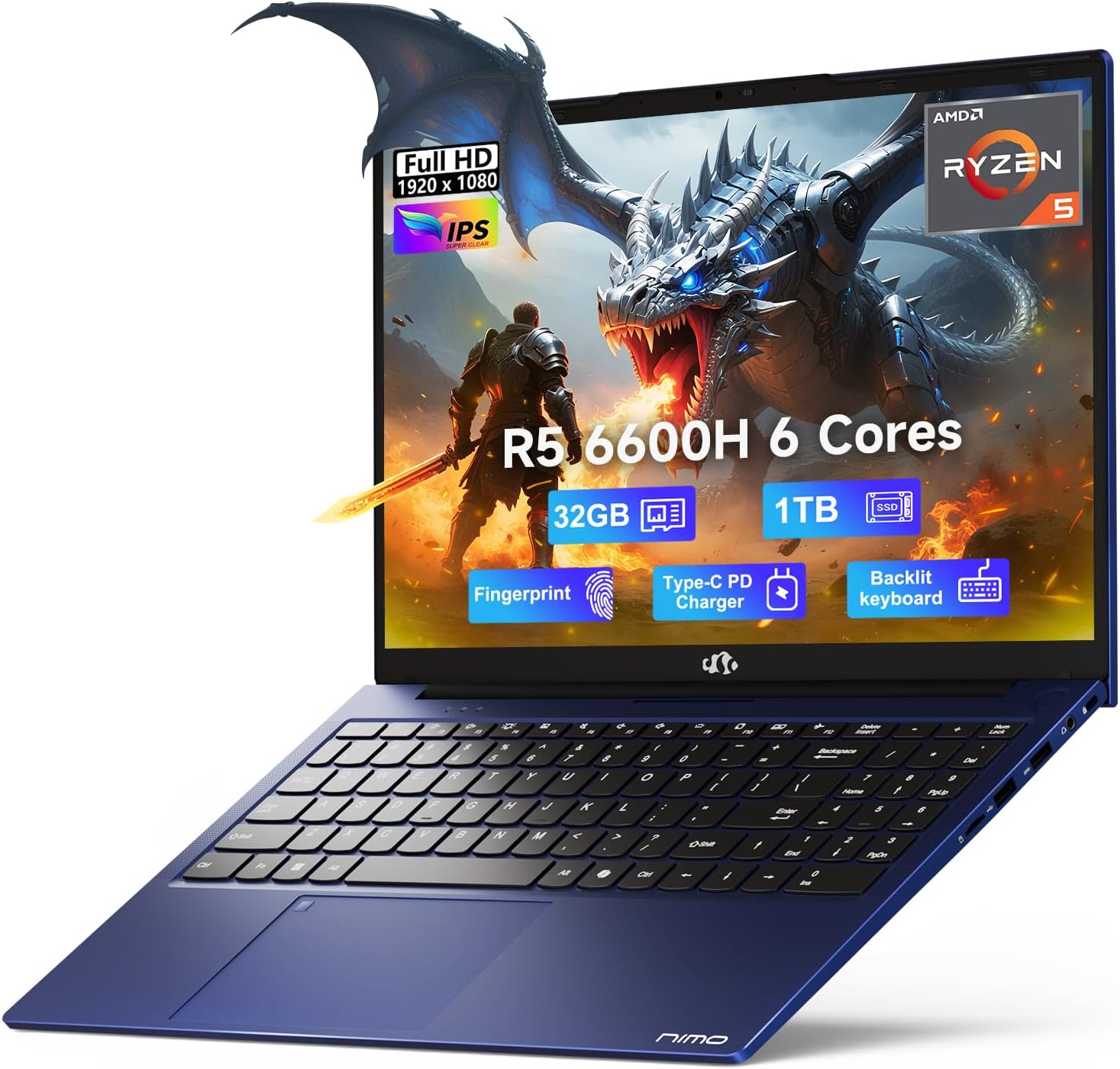 NIMO 15.6 FHD Business Gaming Laptop with Ryzen 5 6600H