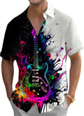 Men's Music Shirts Vintage Button Down Short Sleeve Print - Casual