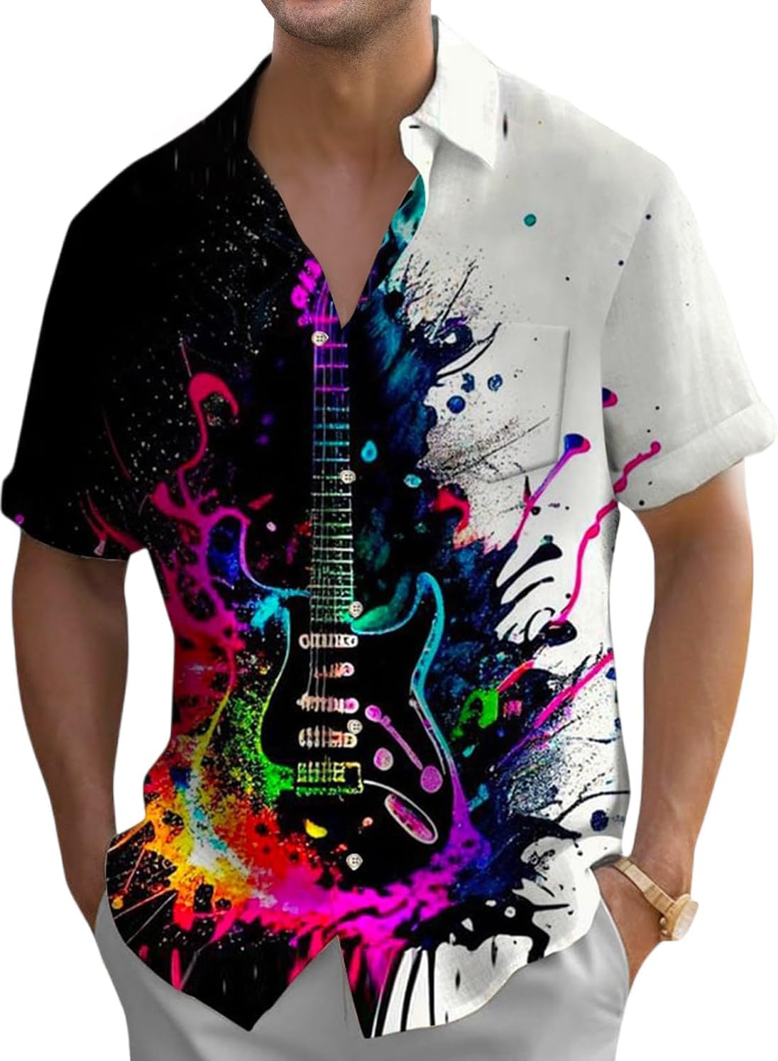 Vintage Music Print Hawaiian Shirt - Oheyeseker