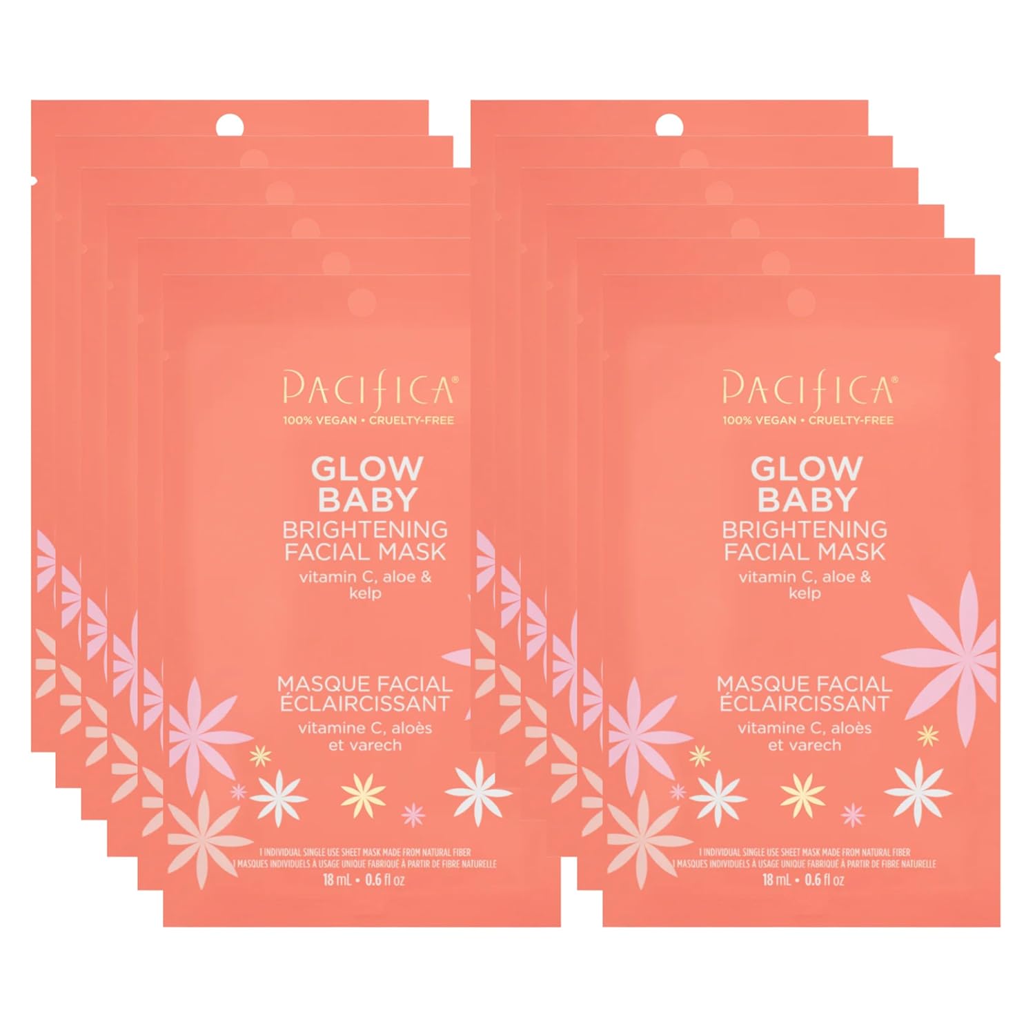Pacifica Glow Baby Brightening Facial Mask - 12 Pack for Radiance