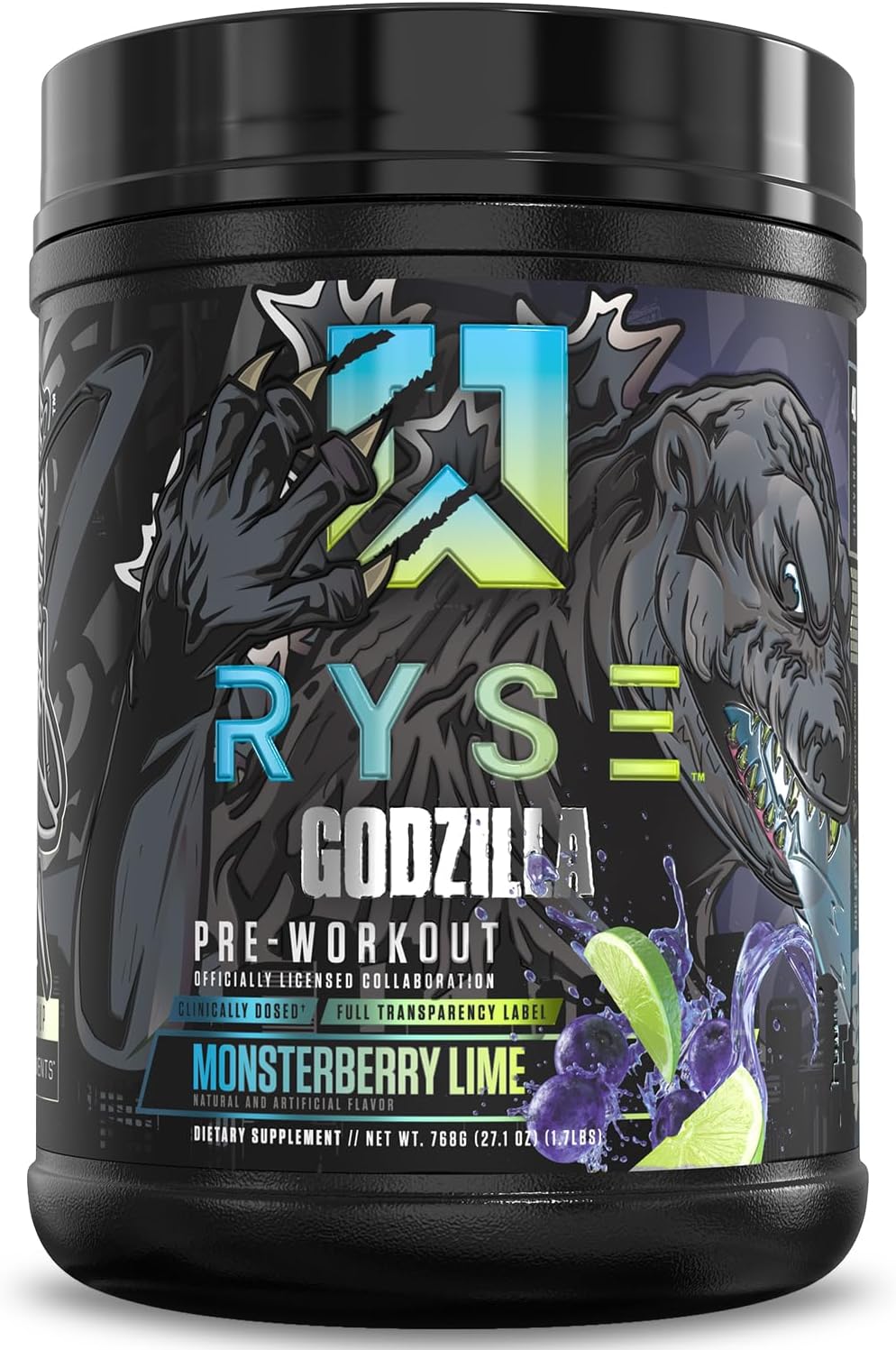 RYSE Godzilla Pre Workout Powder - Monsterberry Lime Flavor