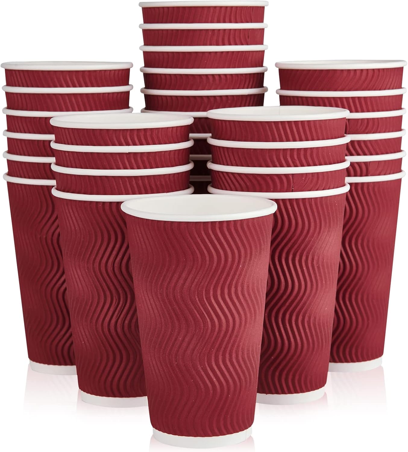 JollyPack 16 oz Red Disposable Ripple Cups - 60 Pack