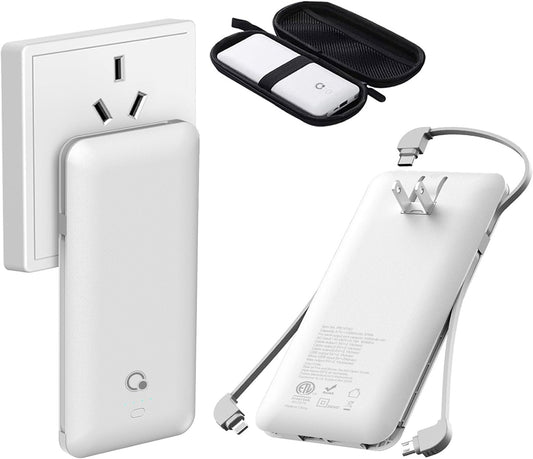 Brand Q 10000mAh Portable Charger with Built-in Cables - Stay Powered On the Go!