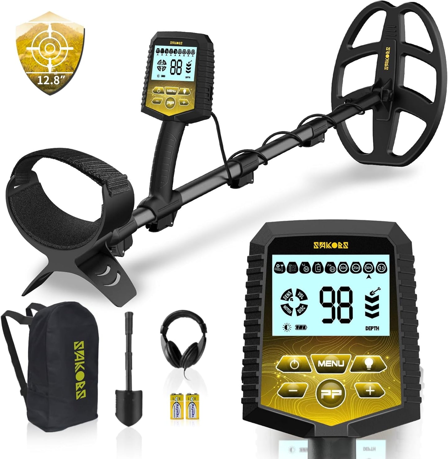 SAKOBS Metal Detector for Adults with 11in Waterproof Coil
