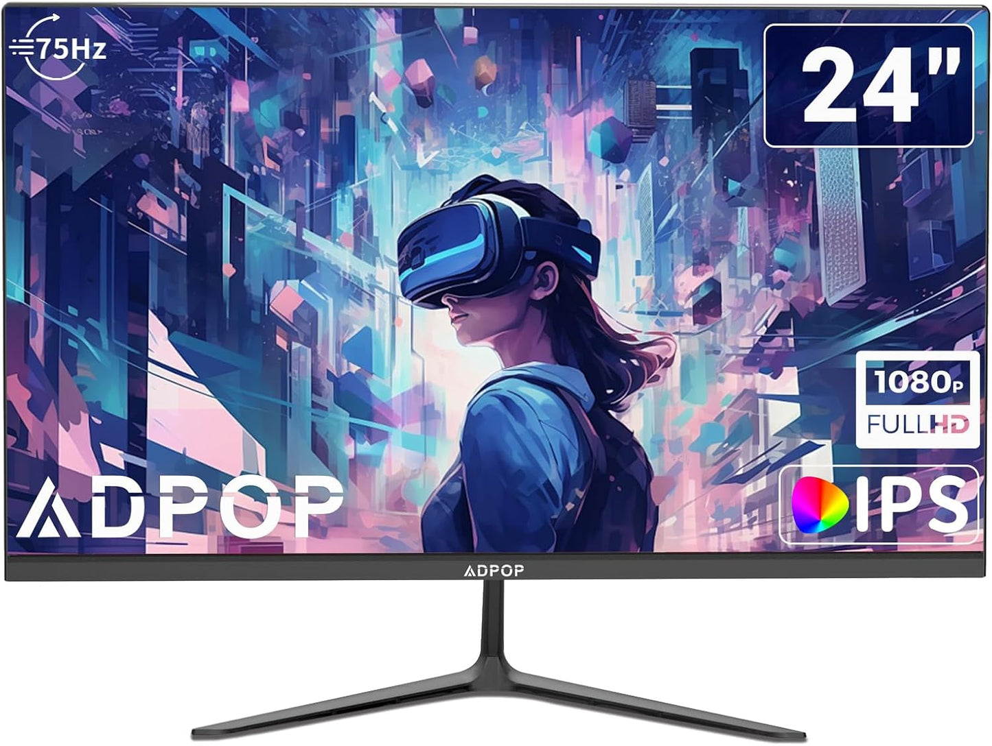 Crystal Clear 24 FHD IPS Monitor - Flicker-Free, Low Blue Light