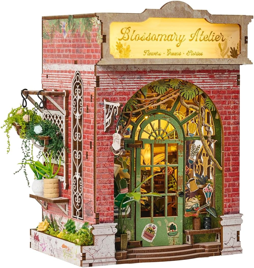 DIY Miniature House Kit for Flower Shop with LED & Furniture