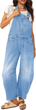 Barrel Overalls Jumpsuits for Women - Loose Baggy Denim Bib