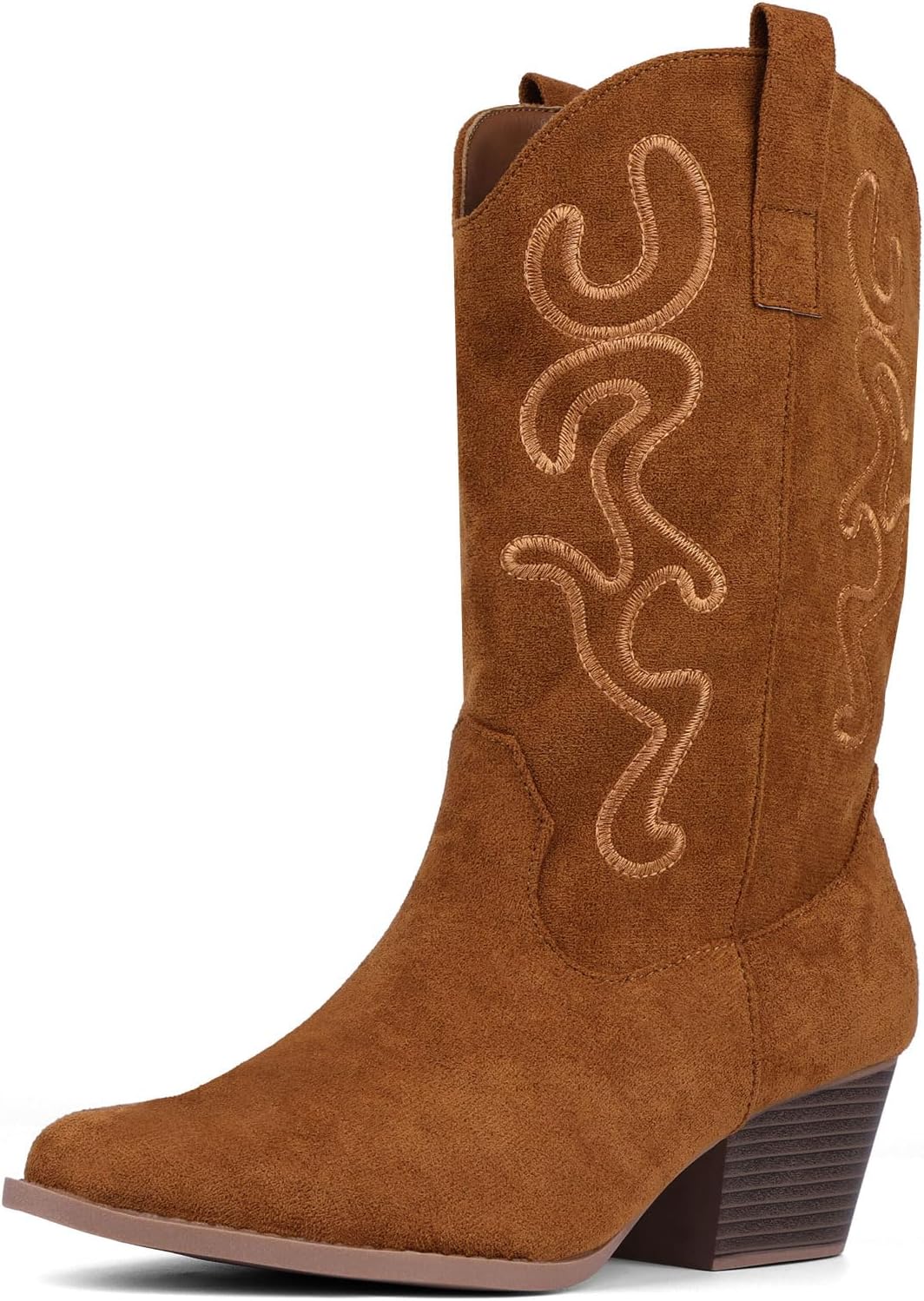 Stylish Mid Calf Cowboy Boots for Women with Chunky Block Heel
