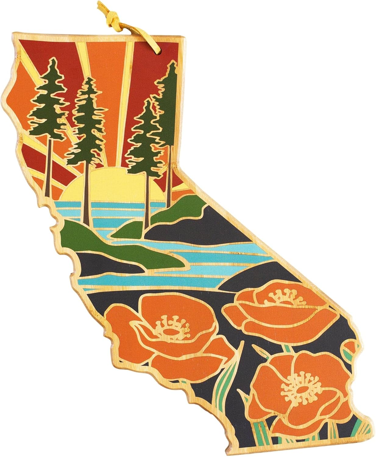 Totally Bamboo California State Shaped Cutting Board for Charcuterie