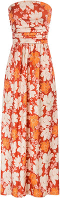 GRACE KARIN Women Strapless Maxi Dress with Pockets - Ruched Comfort