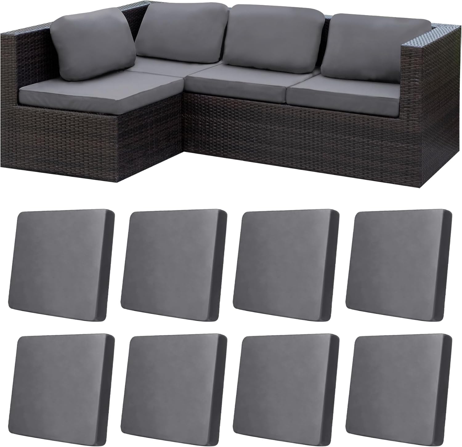 8Pcs Stretch Patio Cushion Covers for Outdoor Furniture Protection