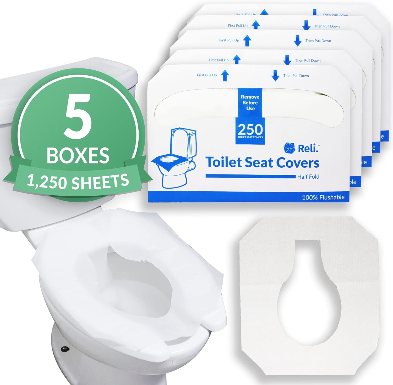 Flushable Toilet Seat Covers | Hygienic Half-Fold Paper Liners