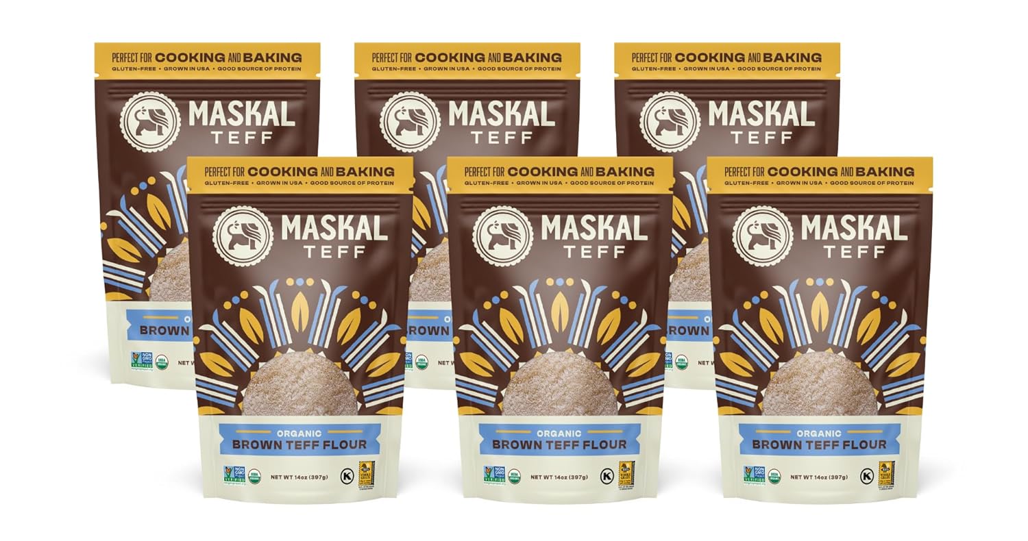 Organic Brown Teff Flour - Nutty, Gluten-Free, 6 Pack Value