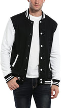Men's Cotton Varsity Jacket Slim Fit Letterman Bomber - Casual Warm